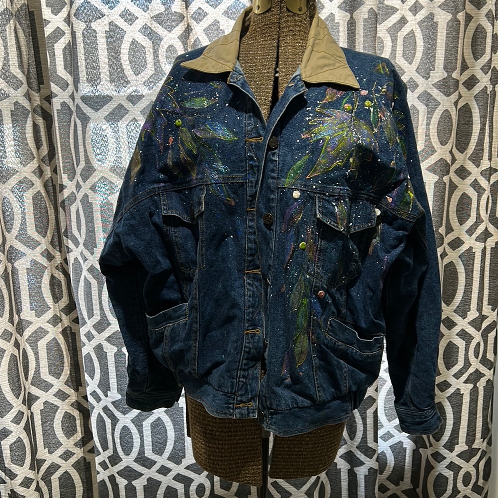 Vintage hand painted denim jacket